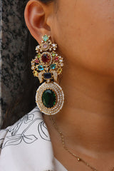 Multi Gems Statement Earrings