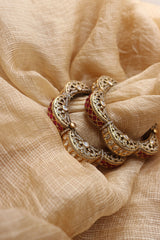 Exquisite Polki Ruby Flower Kada