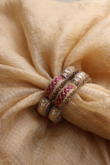 Exquisite Polki Ruby Flower Kada