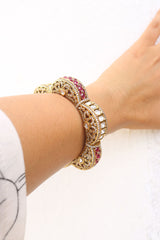 Exquisite Polki Ruby Flower Kada