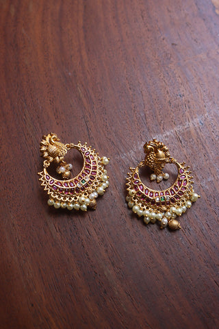 Peacock Swing Chaand Earrings