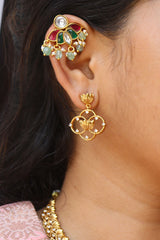 Jadau Open Lotus bugadi Top Clip Earrings