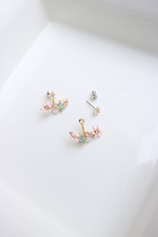 Pastel Flowers Up-down Earrings