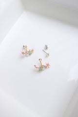Pastel Flowers Up-down Earrings
