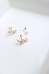 Pastel Flowers Up-down Earrings