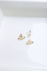 Multi Stones Bow Up-Down Earrings
