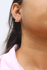 Multi Stones Bow Up-Down Earrings