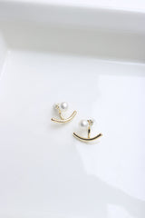 Gold Pearl Up-Down Earrings