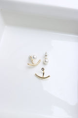 Gold Pearl Up-Down Earrings