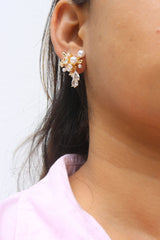 Pearl Stone Bunch Earrings