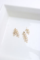 Leaf Stone Front Back Earrings