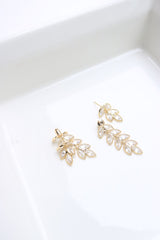 Leaf Stone Front Back Earrings