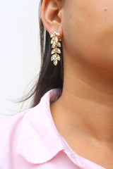 Leaf Stone Front Back Earrings