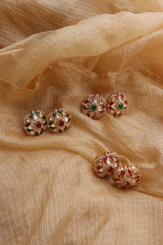 Oval AD Four Flower Studs