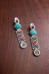 Turquoise Sleek Jaali Earrings