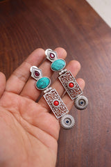 Turquoise Sleek Jaali Earrings