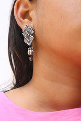 Oxidised Shield Earrings