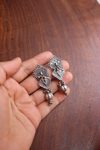 Oxidised Shield Earrings