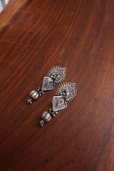 Oxidised Shield Earrings