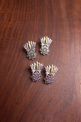 Two Tone Lotus Stone Earrings