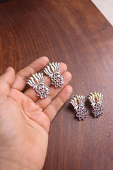 Two Tone Lotus Stone Earrings