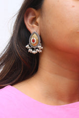 Two Tone Drop Pearl Earrings