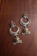 Two Tone Big Statement Chaand Earrings