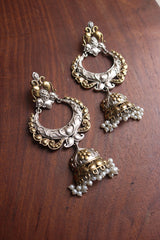 Two Tone Big Statement Chaand Earrings