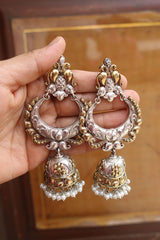 Two Tone Big Statement Chaand Earrings