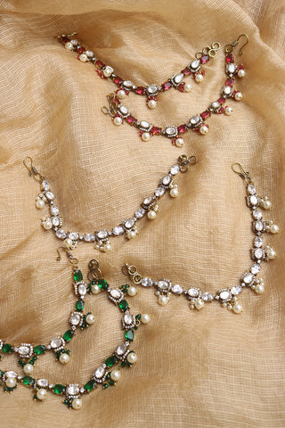Victorian Dull Gold Moissanite Ear Chain
