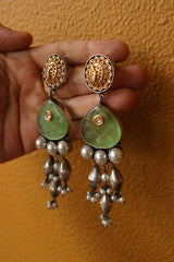 GS Peacock Two Tone Long Earrings