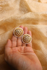 Classic White Kundan Jaali Studs