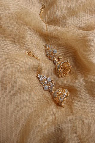AD Flower Jhumkas with Maathal