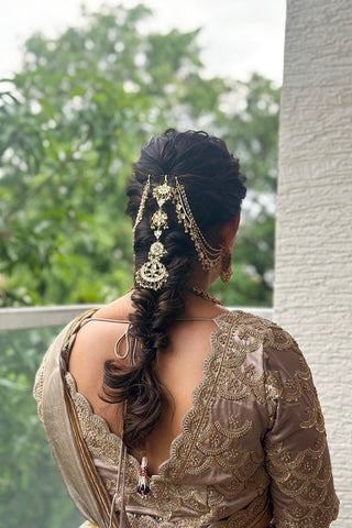 Kundan White Flower Choti (Hair Accessory)