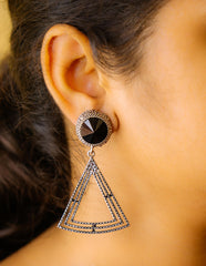 Grey Black Triangle Curve Earrings
