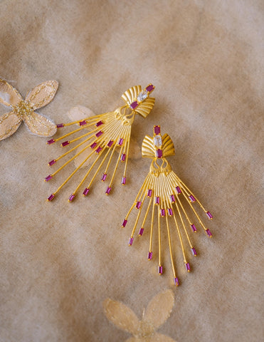 Ruby Matte Spokes Earrings