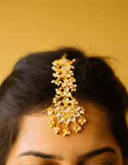 White Kundan Tri Tear Drop Teeka