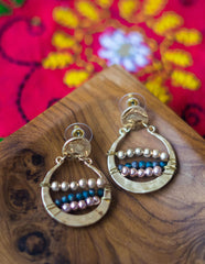 Rustic Beaten Bead Earrings