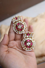 Lotus Kundan Drop Earrings