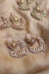 Intricate Leaf Kundan Earrings
