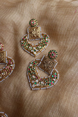 Intricate Leaf Kundan Earrings