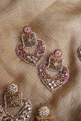 Intricate Leaf Kundan Earrings