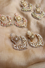 Intricate Leaf Kundan Earrings