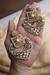 Intricate Leaf Kundan Earrings