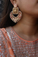 Intricate Leaf Kundan Earrings