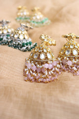 Kundan Cone Beaded Jhumkas (Multiple colors available)