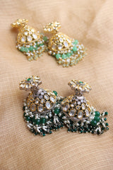 Kundan Cone Beaded Jhumkas (Multiple colors available)