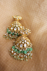 Kundan Cone Beaded Jhumkas (Multiple colors available)