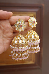 Kundan Cone Beaded Jhumkas (Multiple colors available)