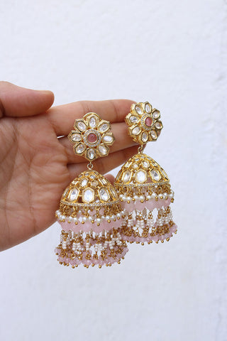 Kundan Cone Beaded Jhumkas (Multiple colors available)